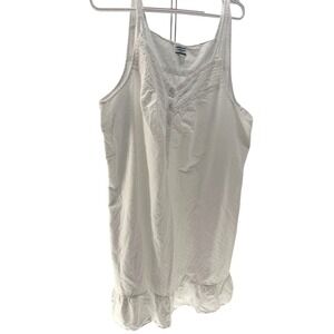 Croft & Barrow Nightgown Women 2X White Swiss Dot Floral Ruffle Cottagecore FLAW